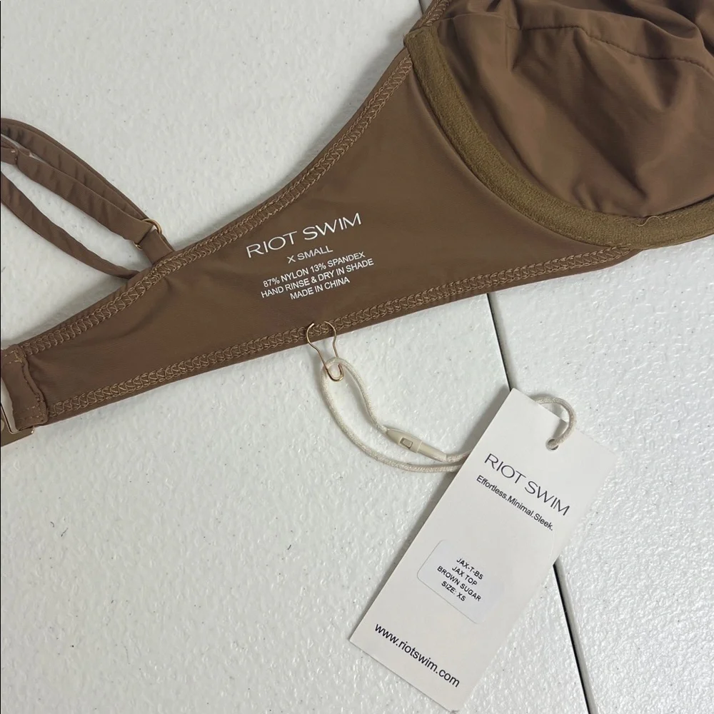 Riot Swim Sz XS Jax Bikini Top Brown Sugar NWT